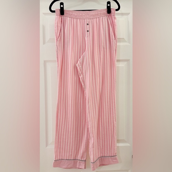 Victoria’s Secret Pink Stripe Metallic Tinsel Flannel Pajama Pants Iconic Small - Picture 3 of 7
